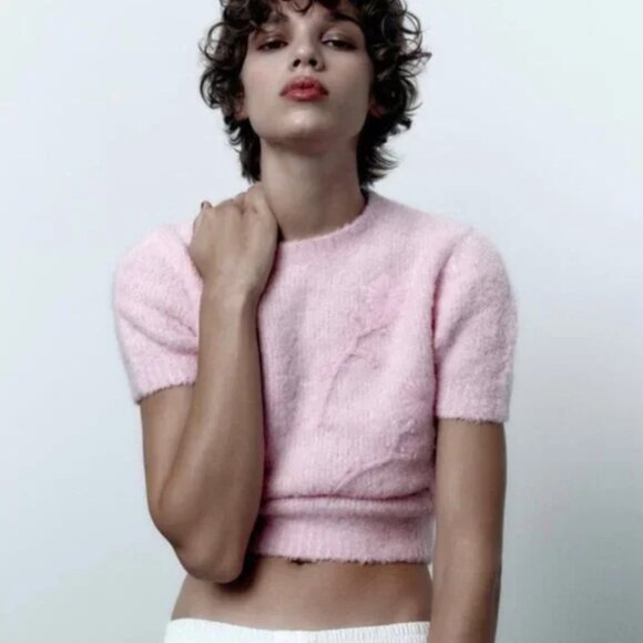 Zara Embroidered Knit Sweater S - Picture 2 of 5